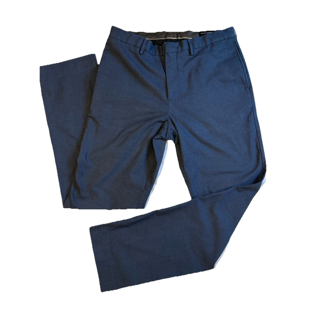 Banana Republic Aiden Fit Pants Mens 34x34 Navy Stretch Dress Chino Flat Front